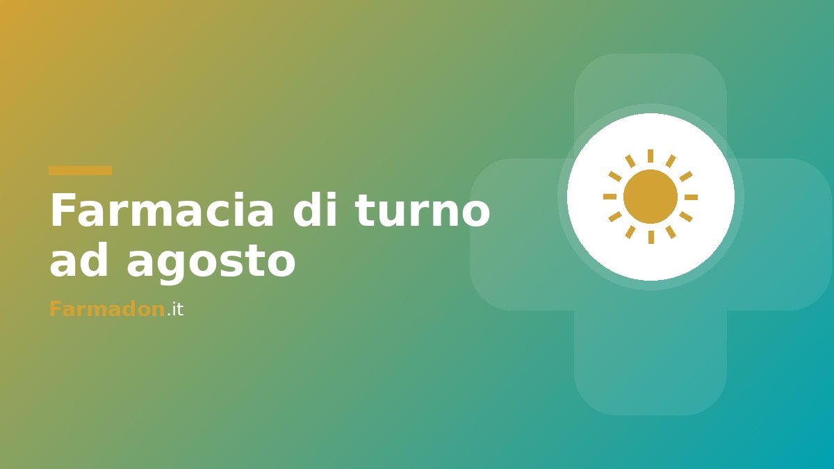 Illustrazione di un sole estivo sulla croce della farmacia di turno ad agosto