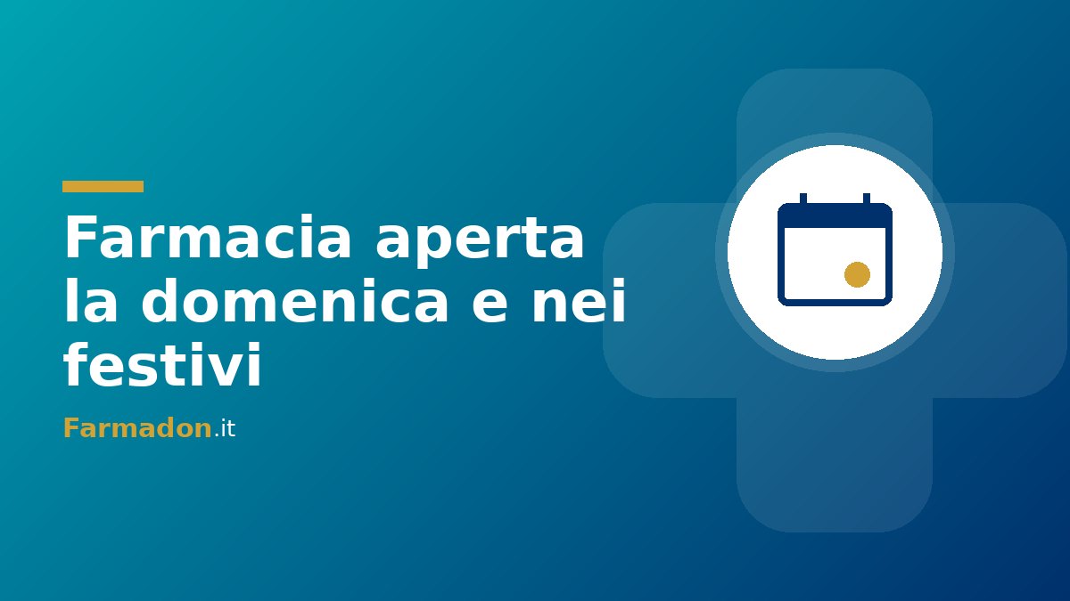 Illustrazione di un calendario con un giorno festivo evidenziato e la croce della farmacia